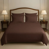 8 Pcs Comforter Set  CHOCO SATIN STRIPE light weight filling )